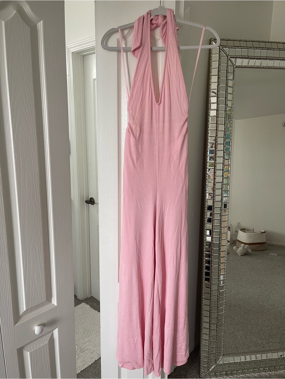 Free People Halter Pink One-Piece Jumpsuit